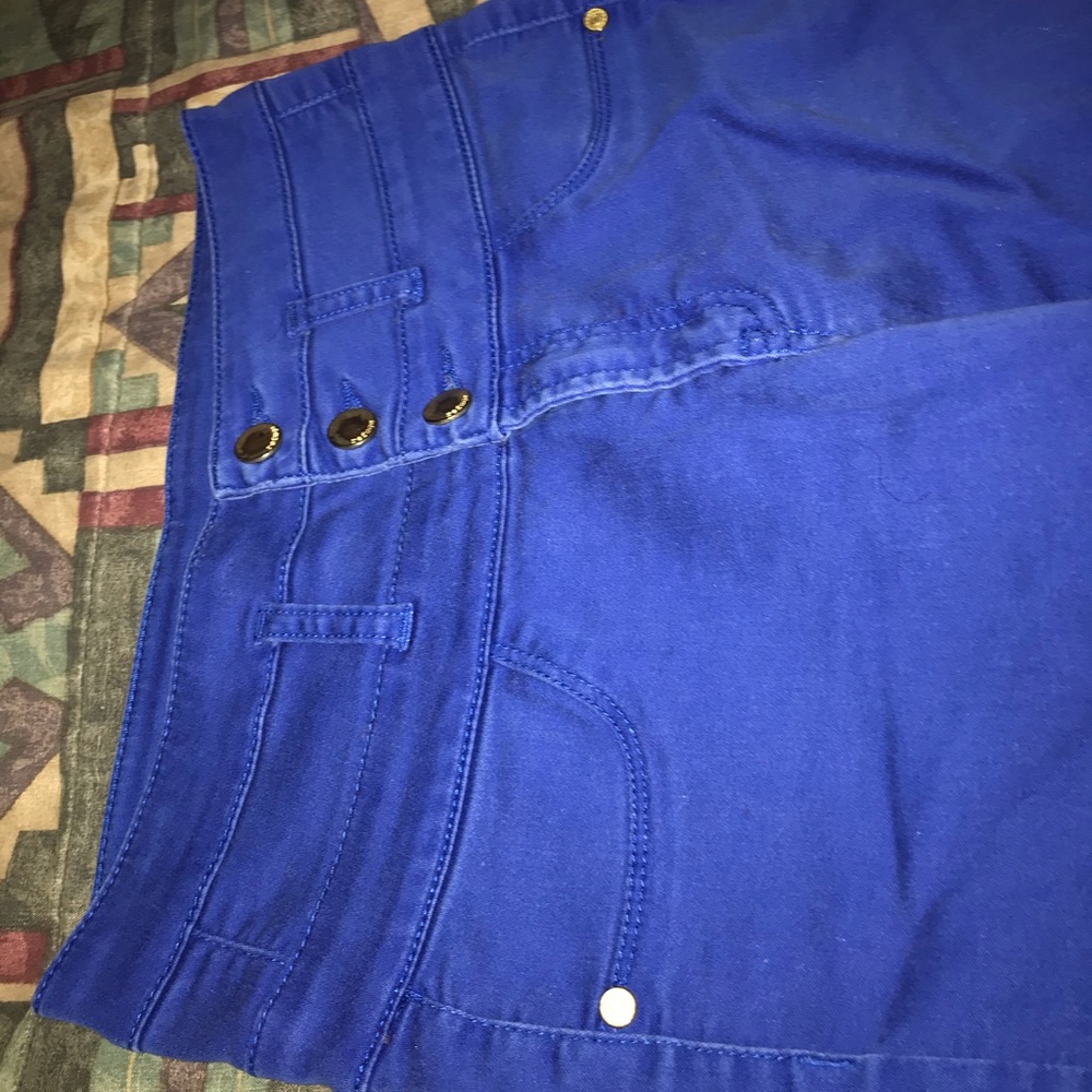 Bright blue or army green jeans